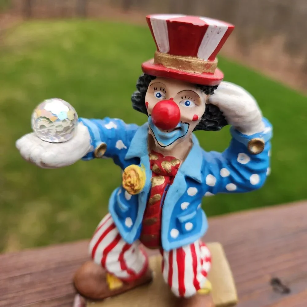 Spoontiques Balancing Circus Clown Swarovski Crystal Ball Vintage Top Hat Paint
